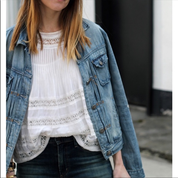 J Crew Distressed Denim Jacket Medium